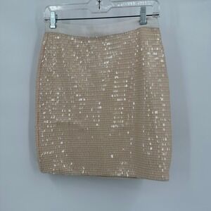 Cache Womens Y2K Mini Skirt Sz 4 Sequin Disco Rave Festival Night Out Champagne